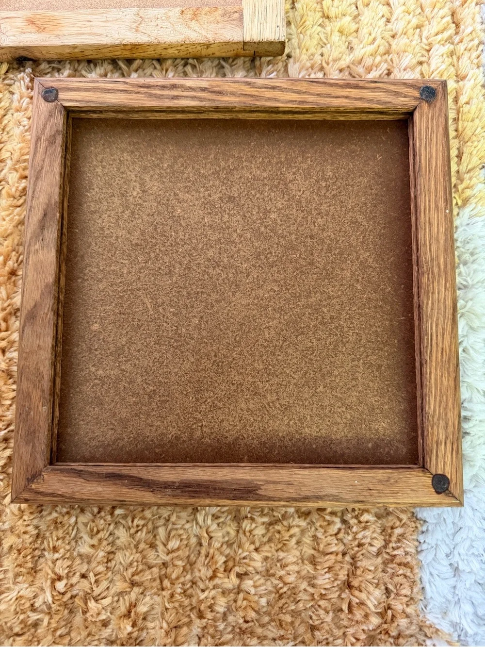 1970 Large Trivet Frame Heavy Ceramic Tile Wheat | White Flowers Pattern